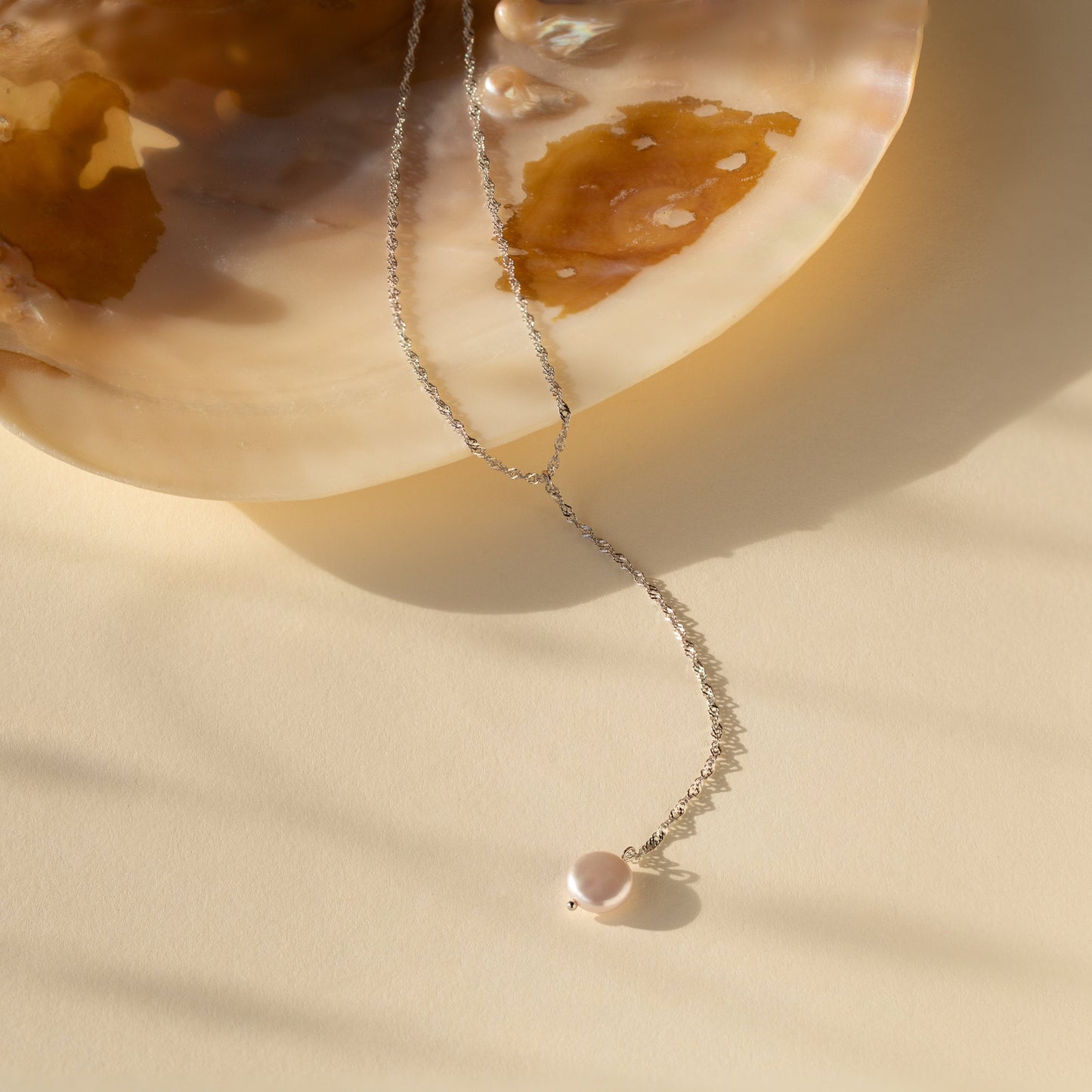 Pearl Lariat Y Necklace Sterling Silver