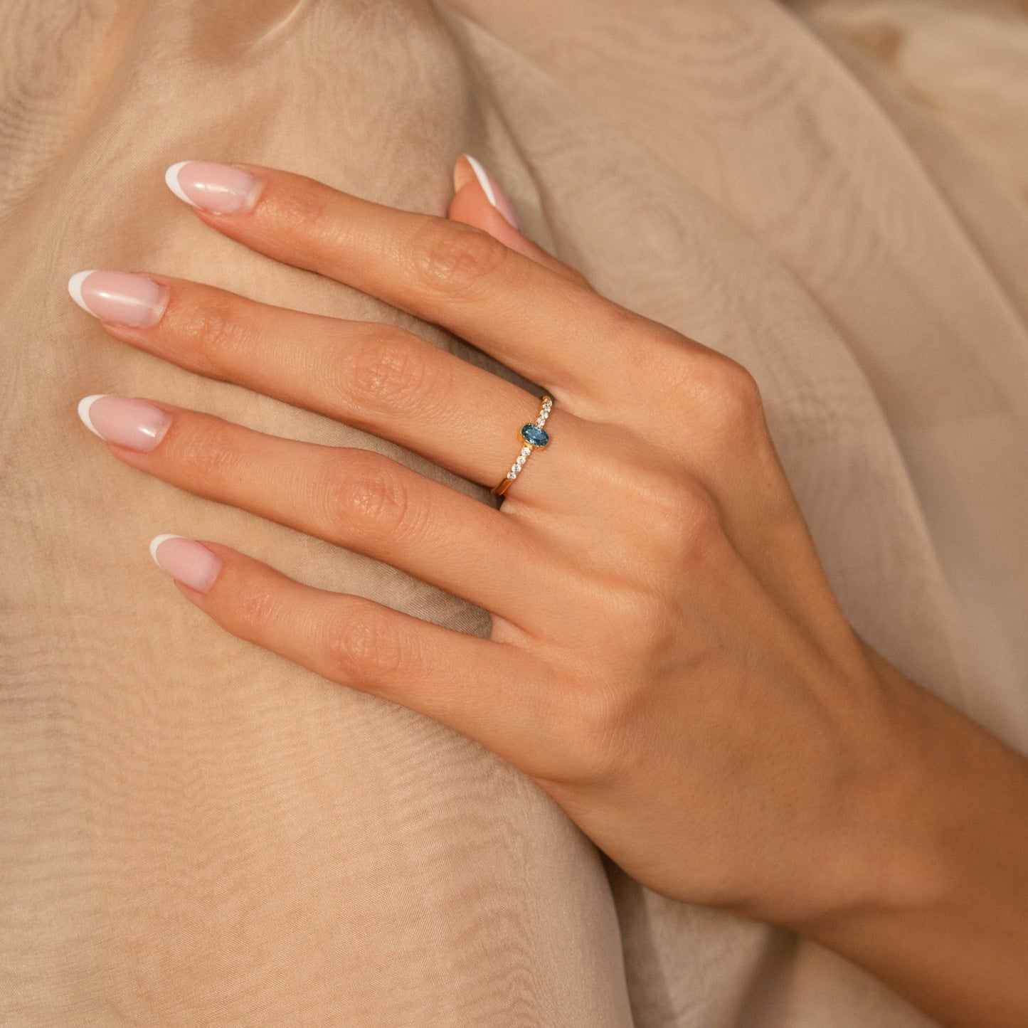 Eternal Elegance: The Pave Oval Birthstone Ring Sterling Silver