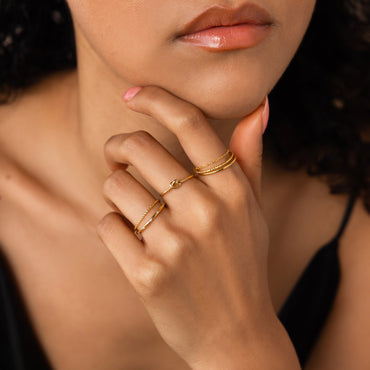 Versatile Elegance: The Textured Stacking Ring Set 18K Gold