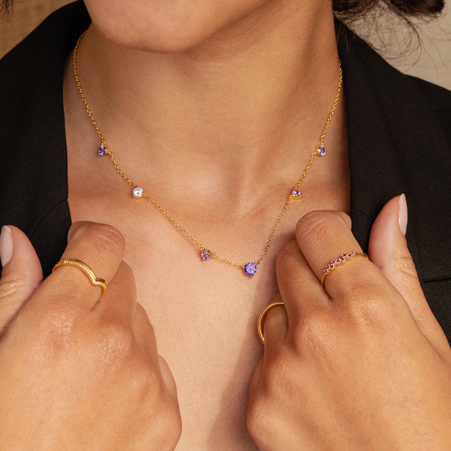 Radiant Grace: Amethyst Station Necklace
