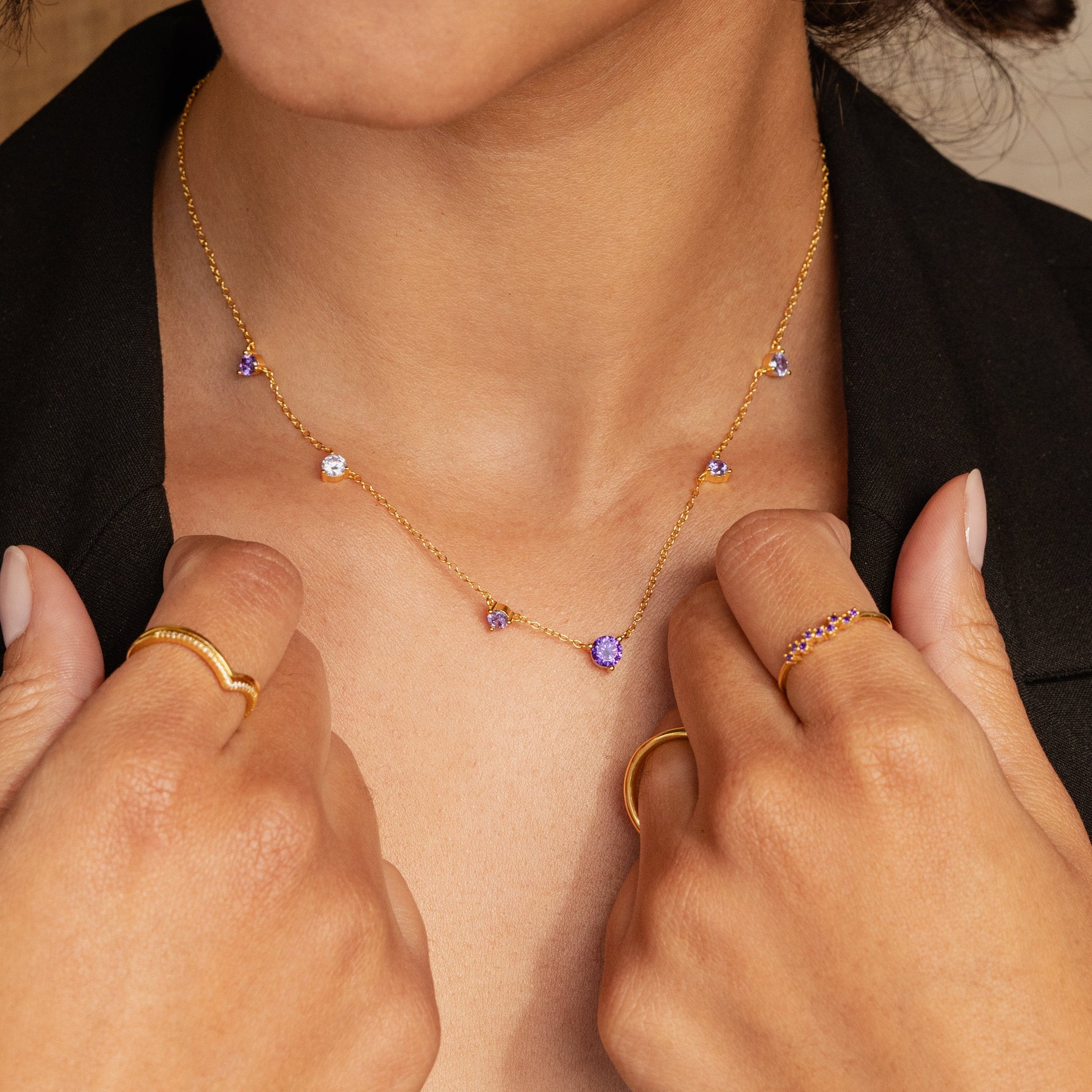 Radiant Grace: Amethyst Station Necklace