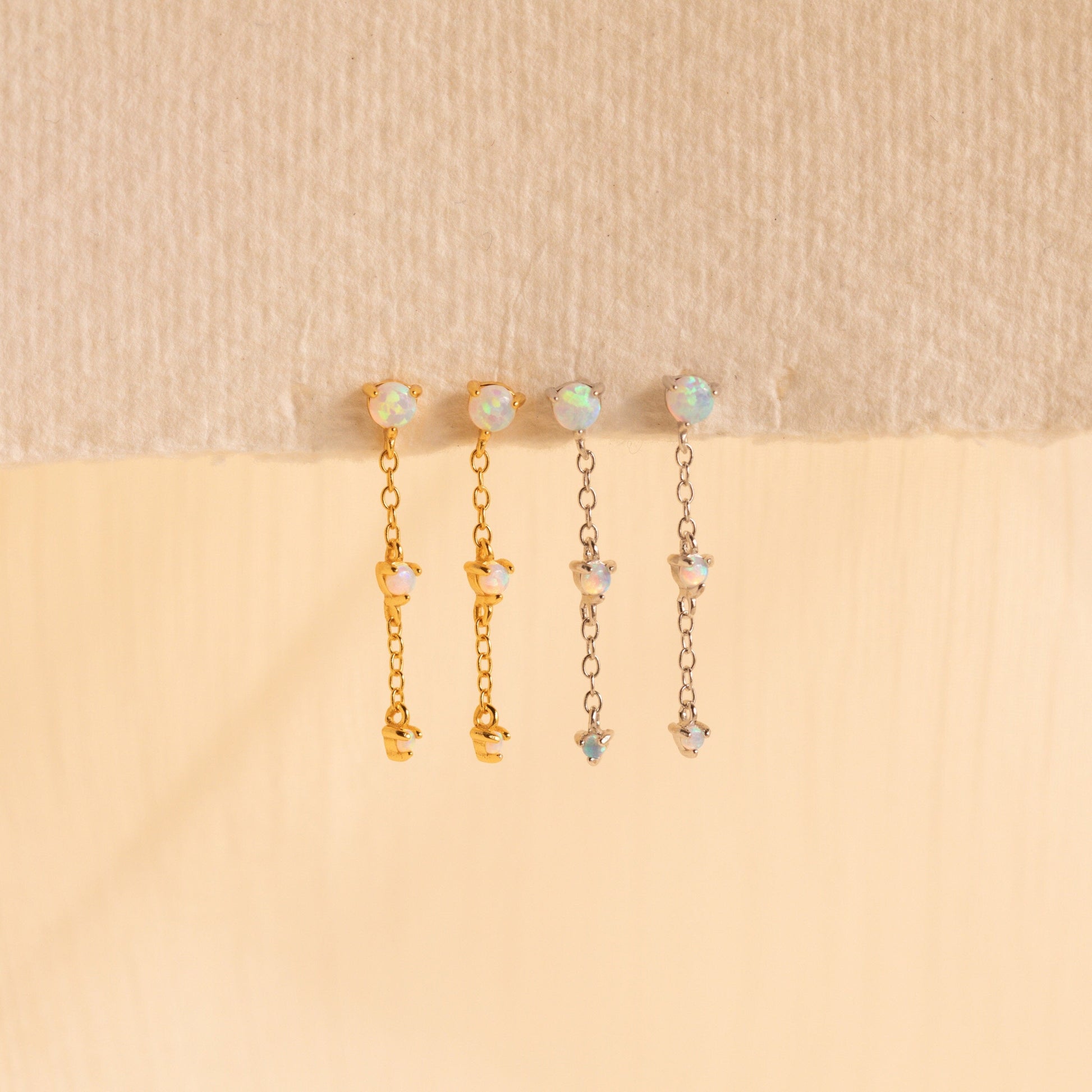 Opal Chain Drop Earrings