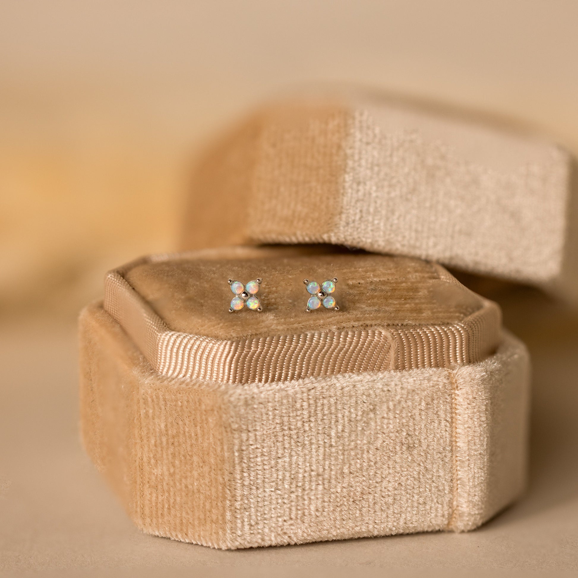 Ivy Opal Flower Studs Sterling Silver