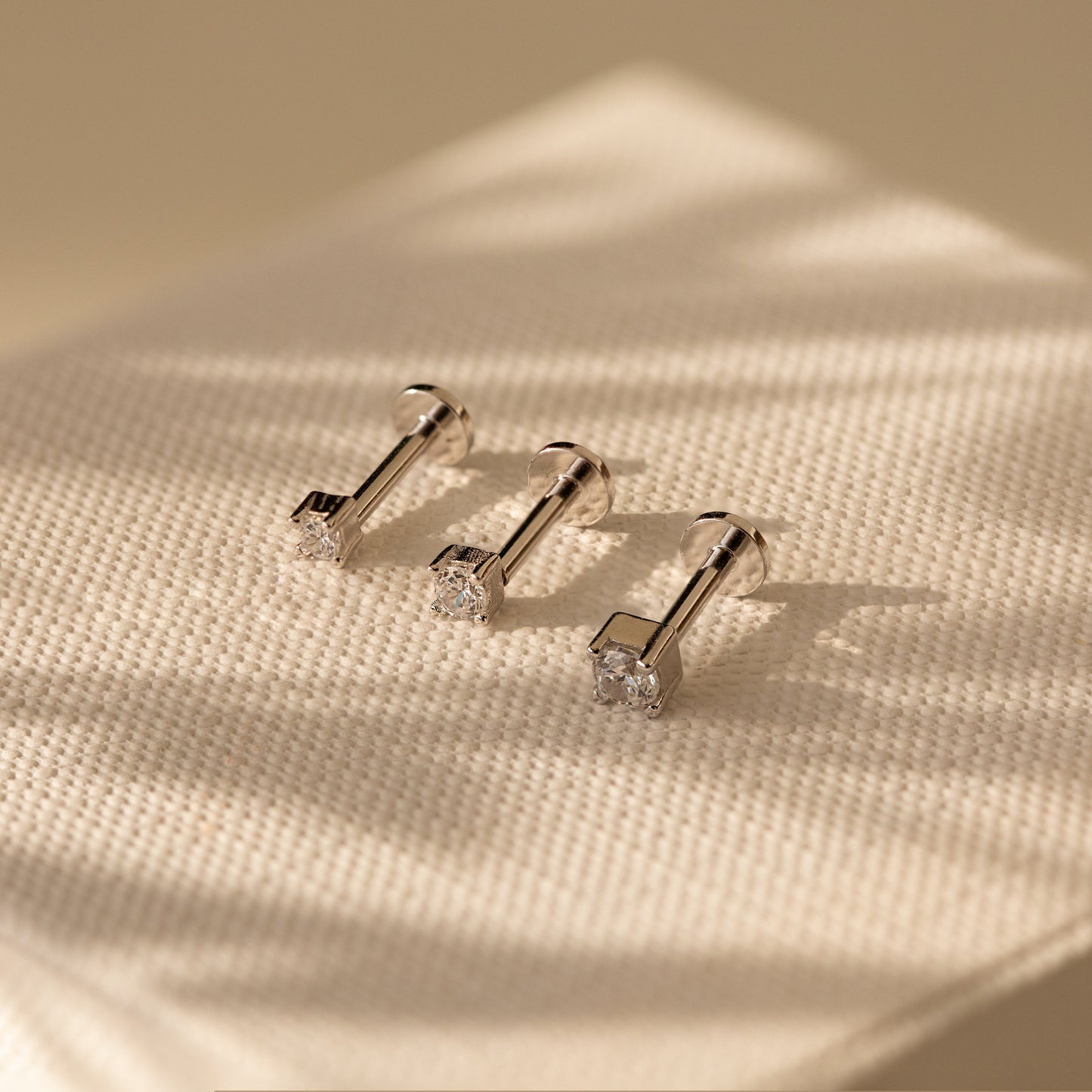 Diamond Flatback Studs Sterling Silver