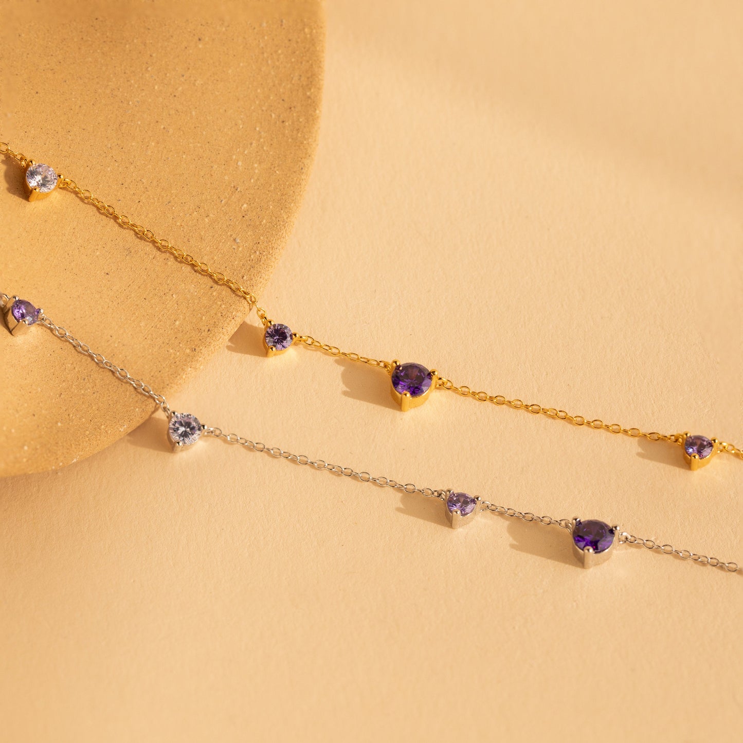 Radiant Grace: Amethyst Station Necklace