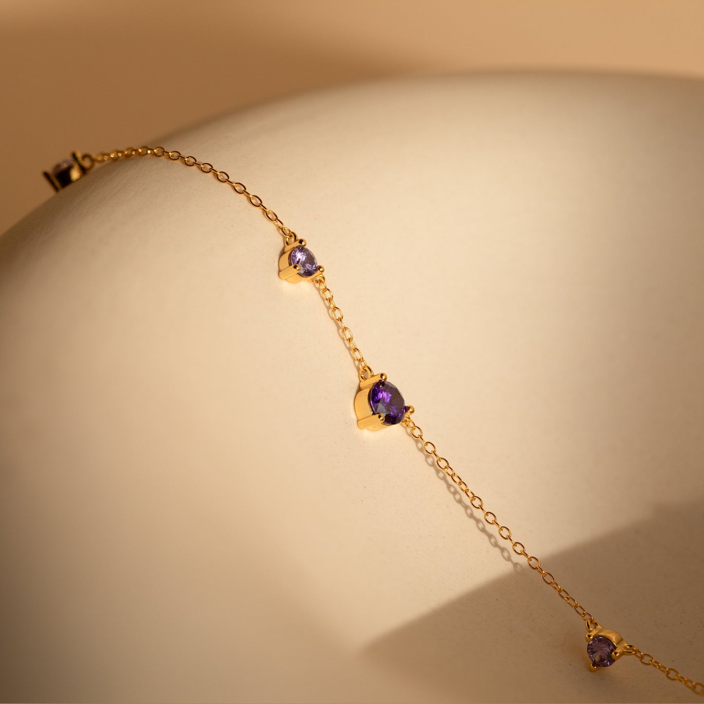 Radiant Grace: Amethyst Station Necklace 18K Gold