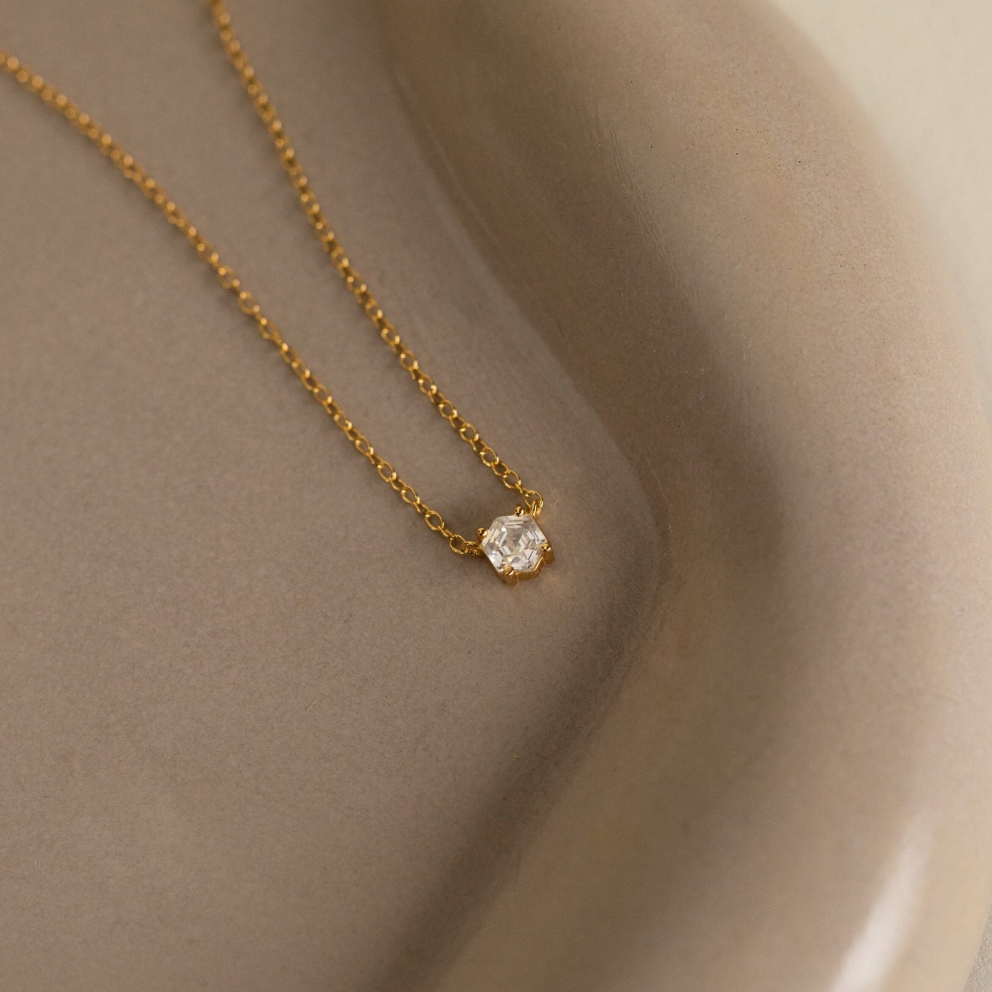 Hexagon Diamond Necklace 18K Gold