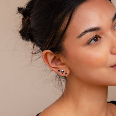 Elegant 18K Gold Black Art Deco Earrings Set in 925 Sterling Silver – Vintage-inspired fine jewelry by Luxez Jewels.