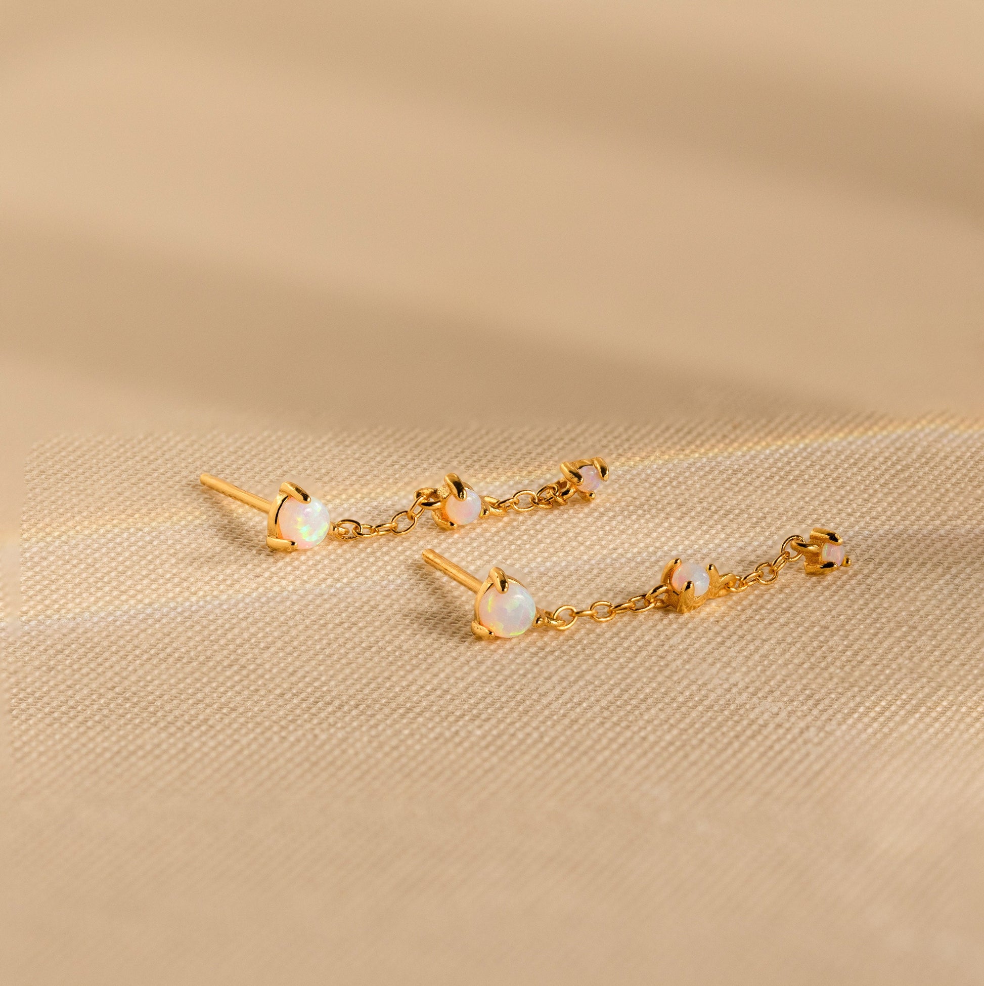 Opal Chain Drop Earrings