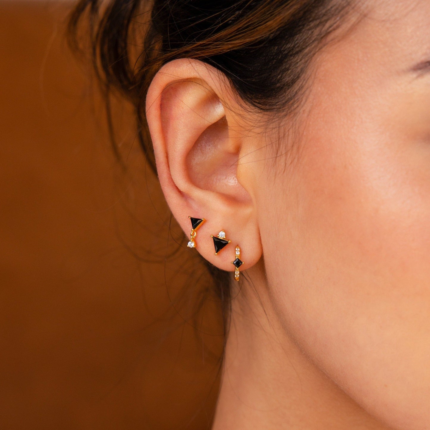 Black Art Deco Earrings Set 925 Silver