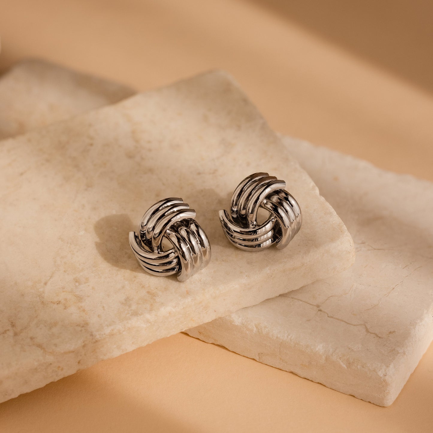 Bold Triple Knot Stud Earrings: A Stylish Tribute to Mom's Bold Spirit Sterling Silver