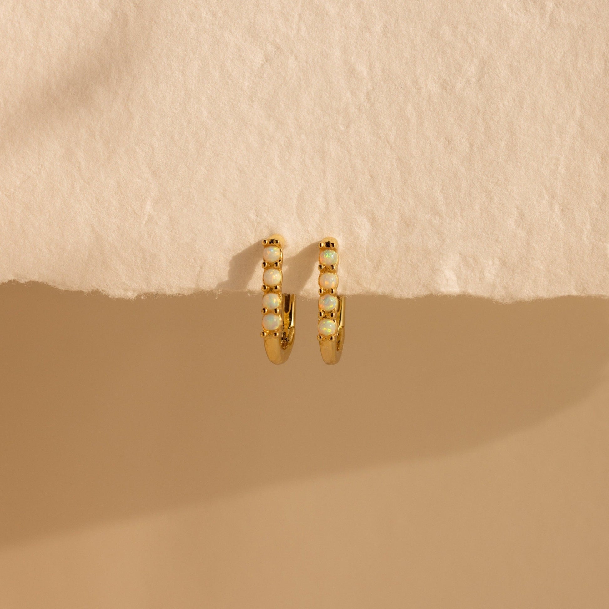 Opal Link Hoops 18K Gold