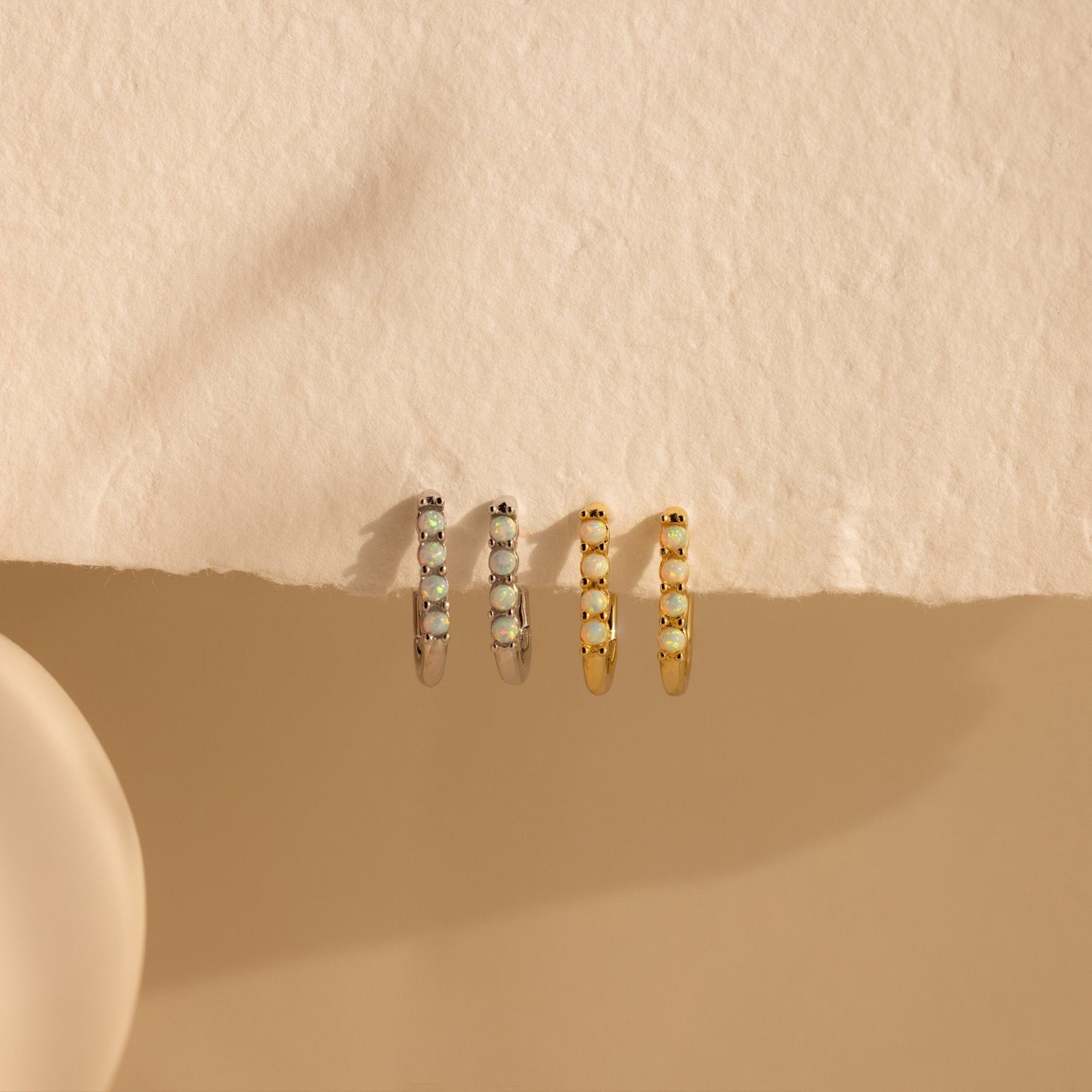 Opal Link Hoops Sterling Silver