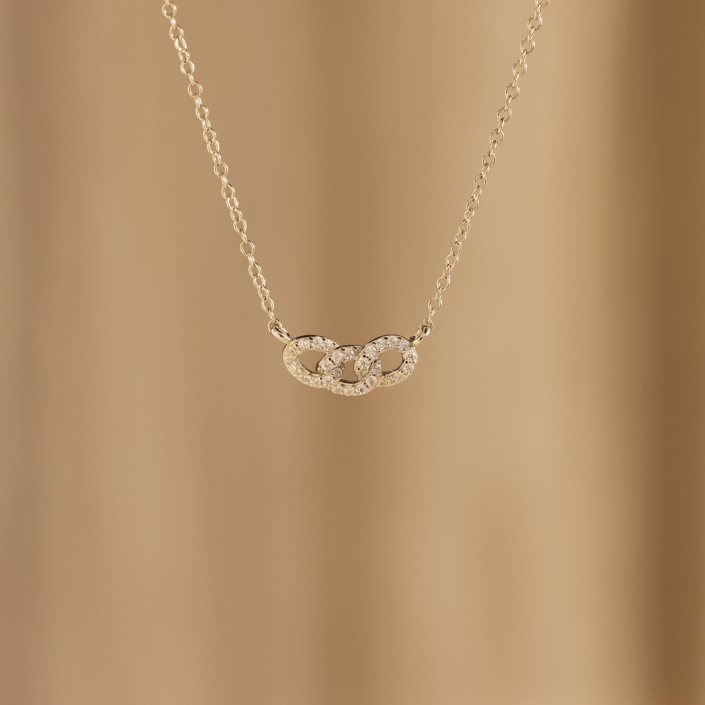 Pave Link Necklace Sterling Silver