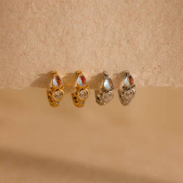 Opal and Diamond Huggies