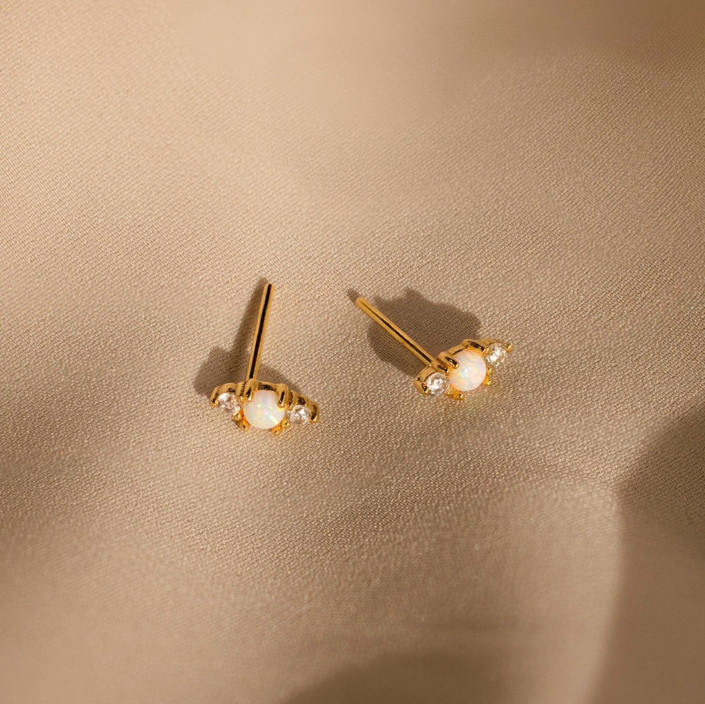 Opal and Diamond Studs 18K Gold