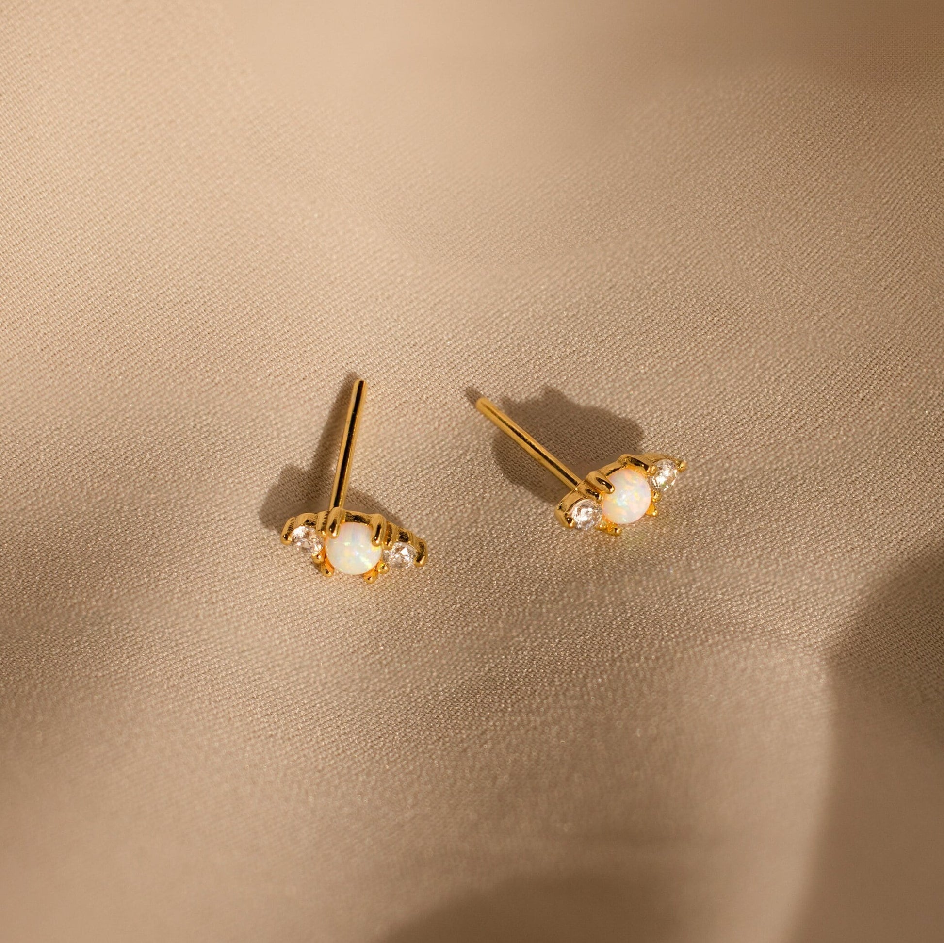 Opal and Diamond Studs 18K Gold