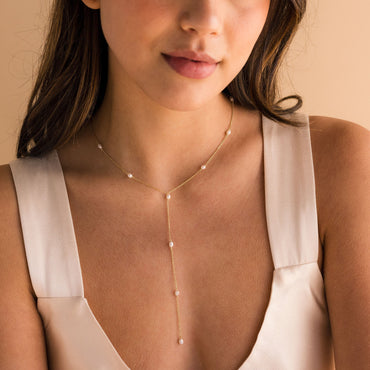 Pearl Station Lariat Necklace