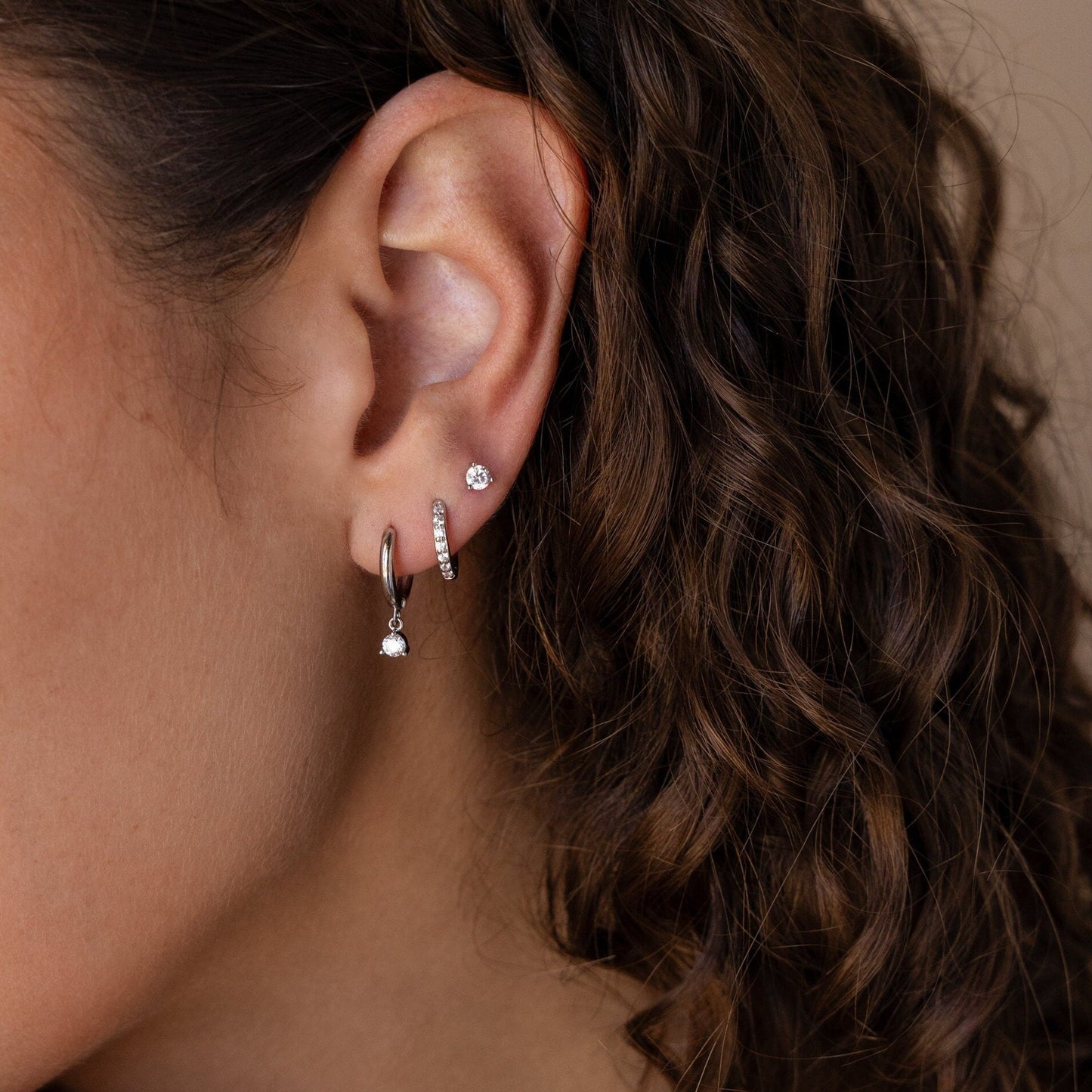 Classic Diamond Earrings Set 925 Silver For Women/Girl