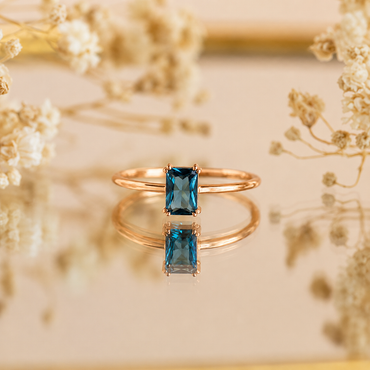 Blue Topaz Emerald Ring