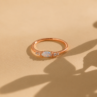 Marquise Opal and Diamond Ring