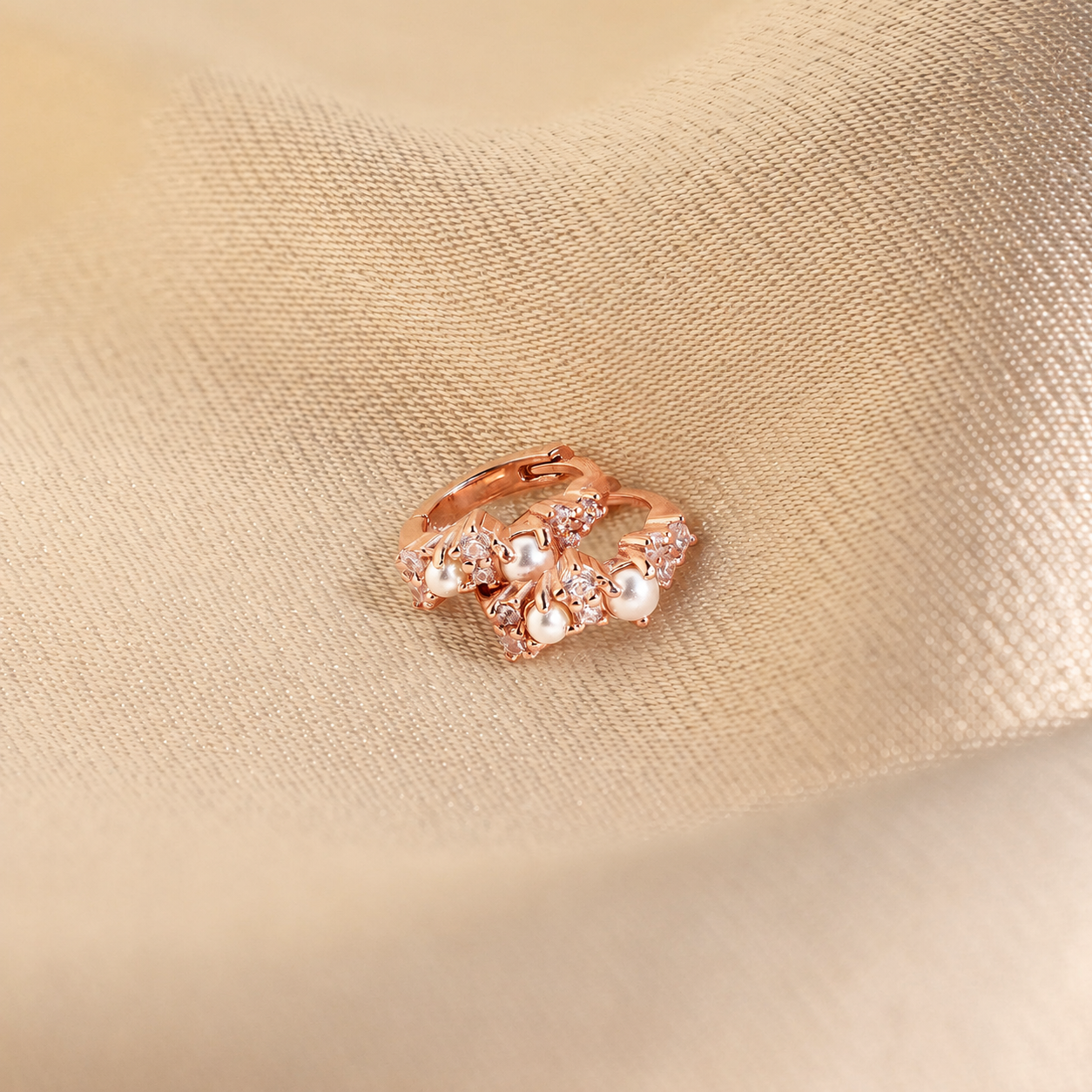 Pearl Diamond Cluster Huggies