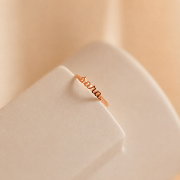 Petite Script Name Ring