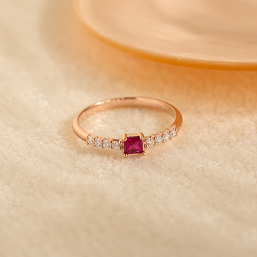 Regal Radiance: The Pave Princess Birthstone Ring
