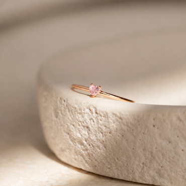 Heart-Shaped Birthstone Stacking Ring