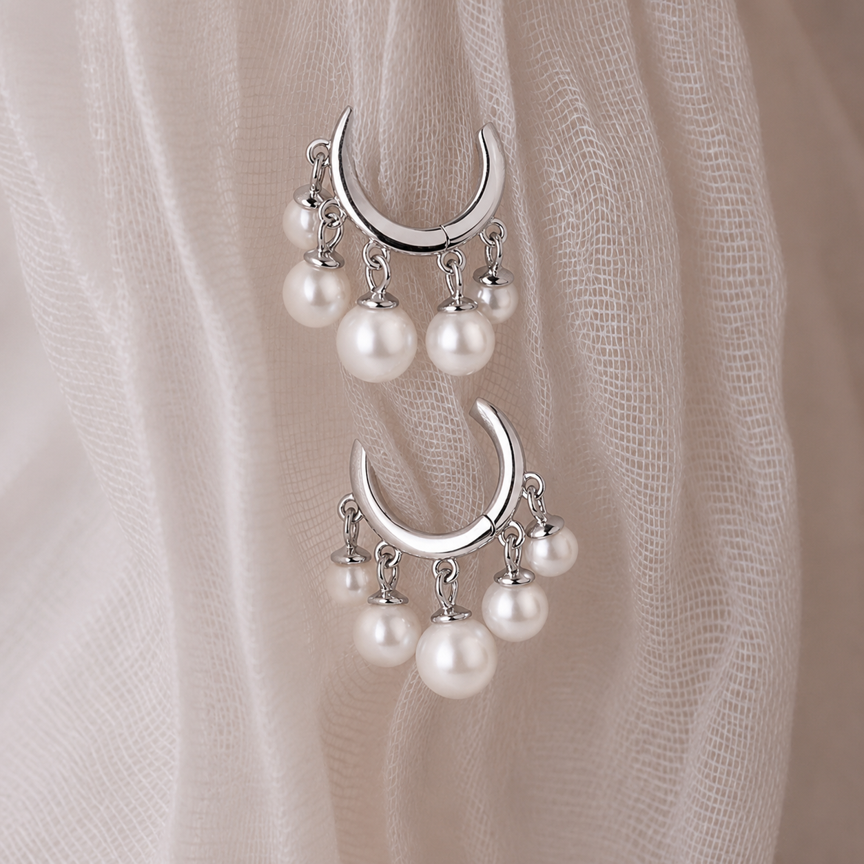 Pearl Chandelier Huggies