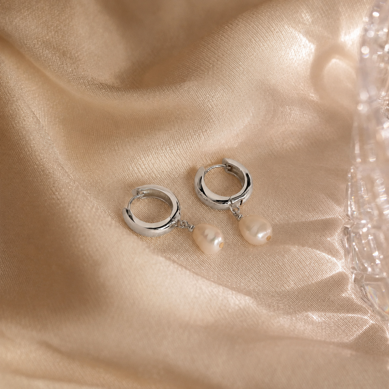 Pearl Drop Hoops