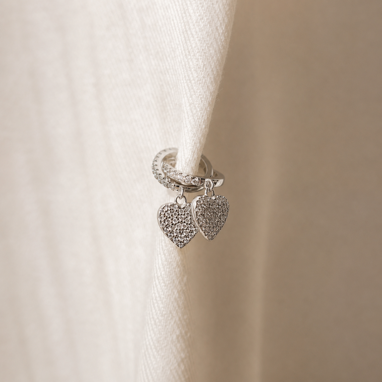 Pave Heart Ear Cuffs