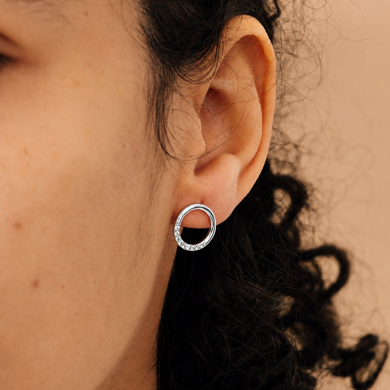 Pave Circle Diamond Studs