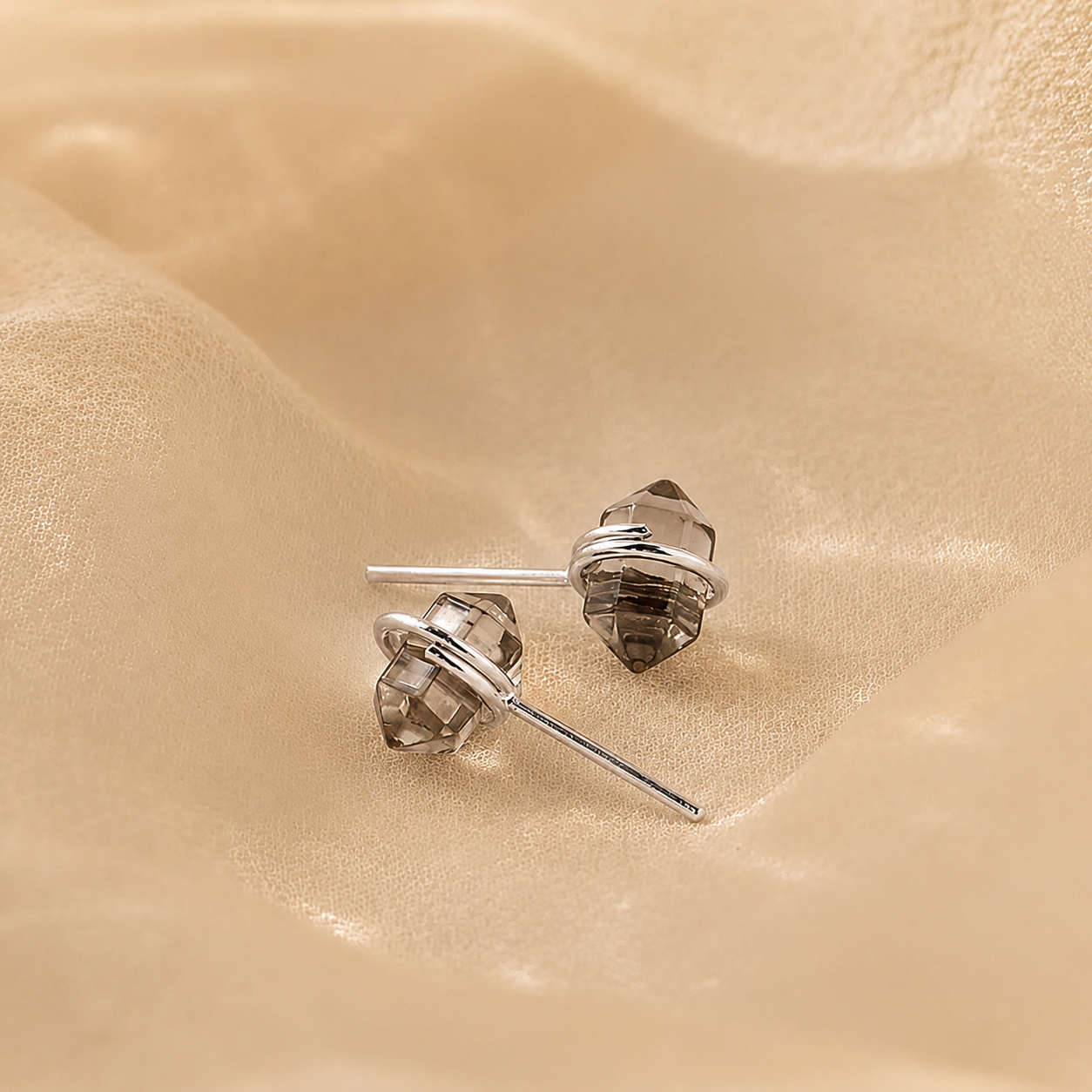 Herkimer Smoky Quartz Studs