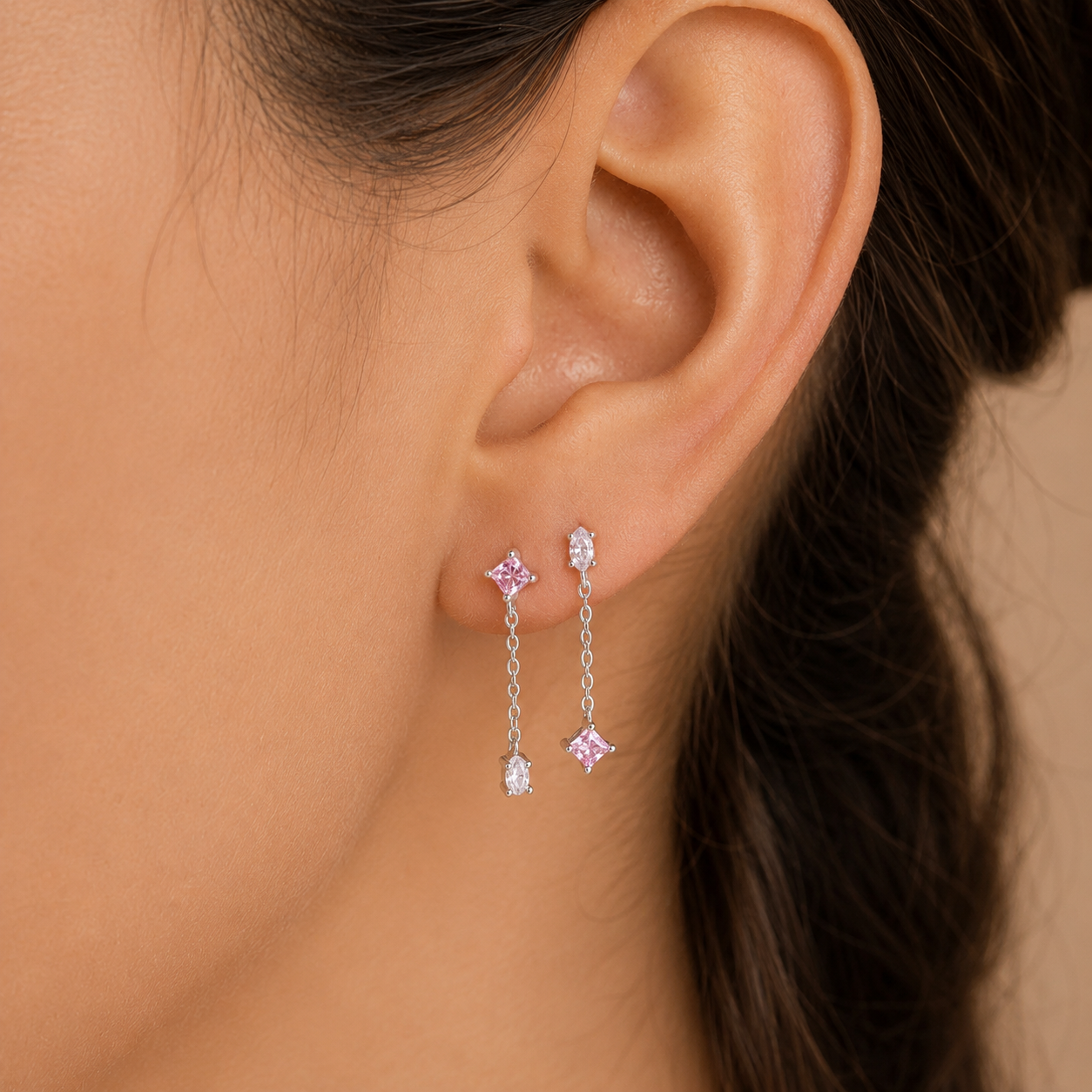 Mixed Crystal Drop Earrings