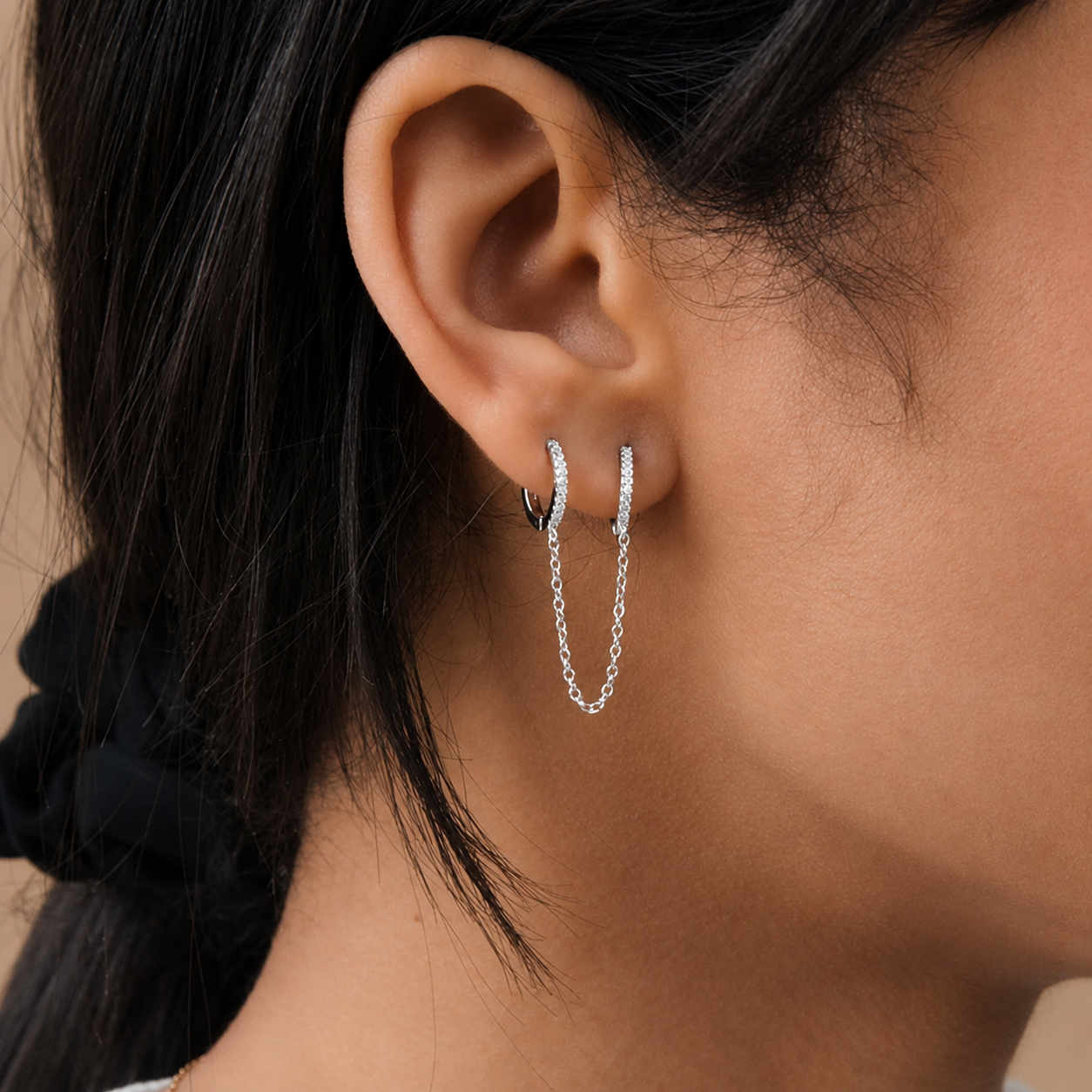 Pave Duo Chain Earrings