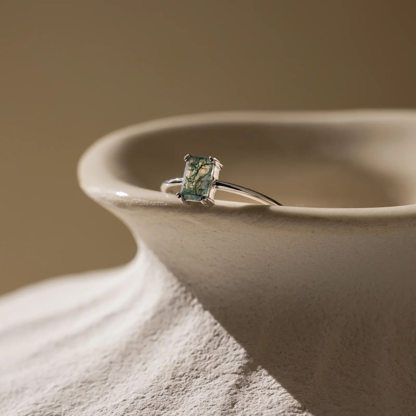 Agate Emerald Stack Ring