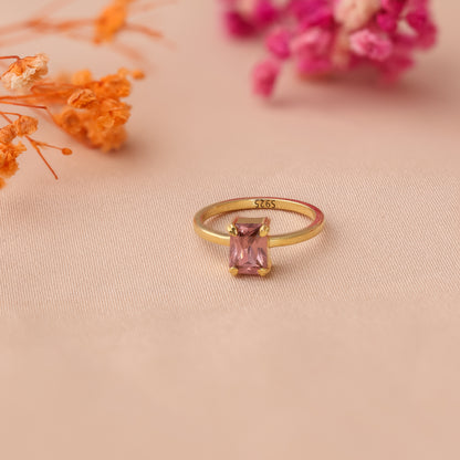 Emerald Cut Birthstone Ring 