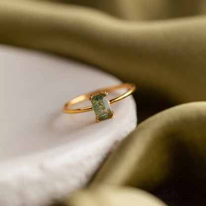 Agate Emerald Stack Ring