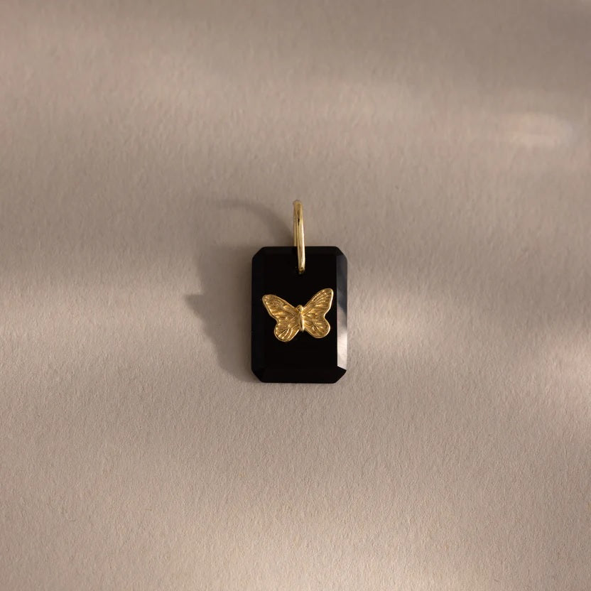 Midnight Onyx Butterfly Charm