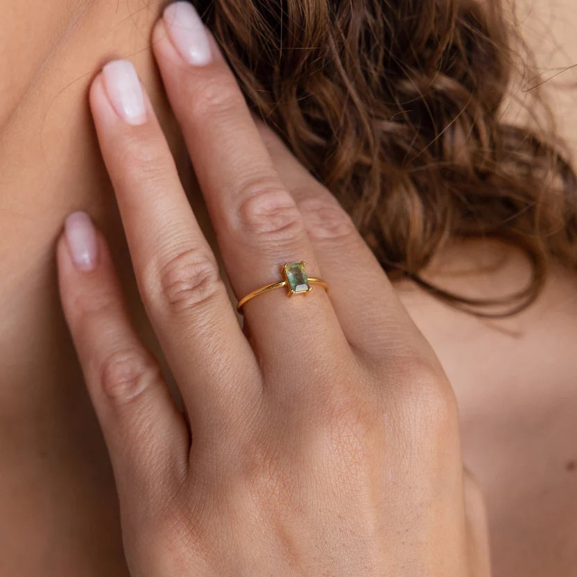 Agate Emerald Stack Ring