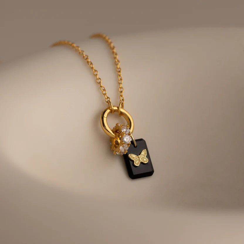 Midnight Onyx Butterfly Charm