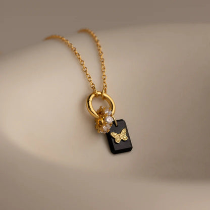 Midnight Onyx Butterfly Charm