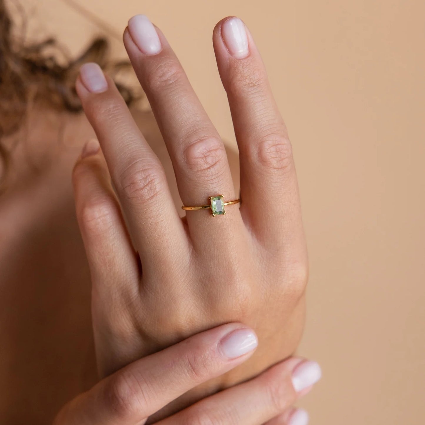 Agate Emerald Stack Ring