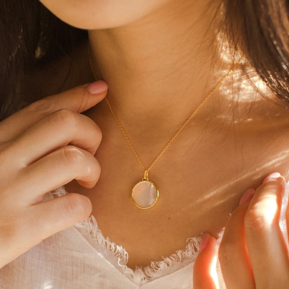 Nova Pearl Disc Necklace