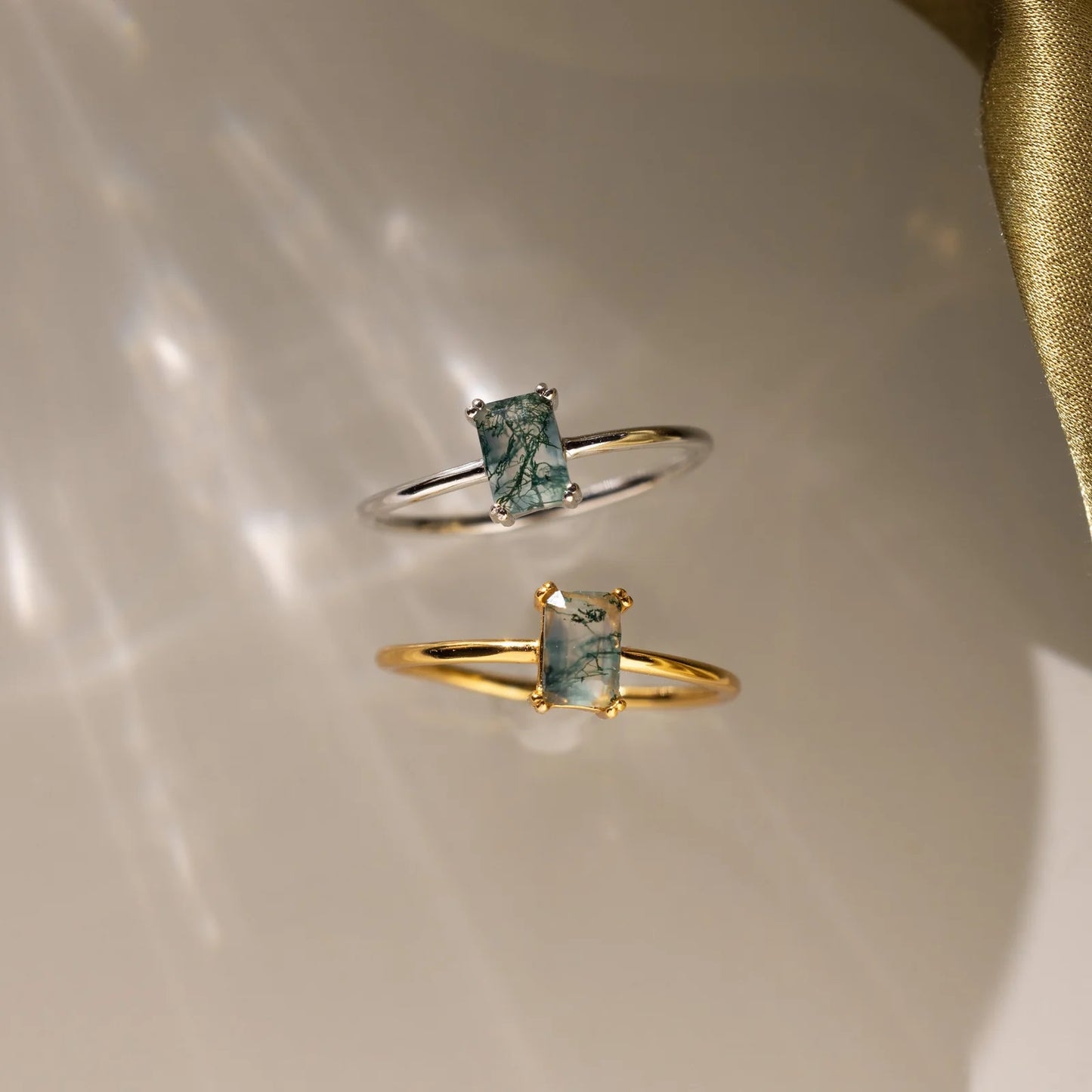 Agate Emerald Stack Ring