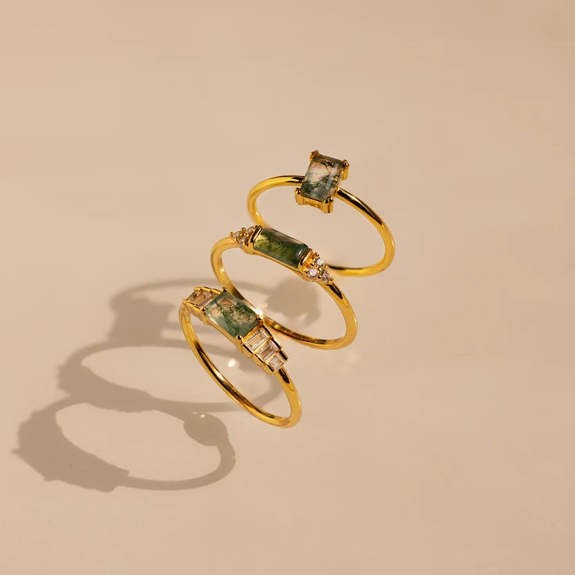 Agate Emerald Stack Ring