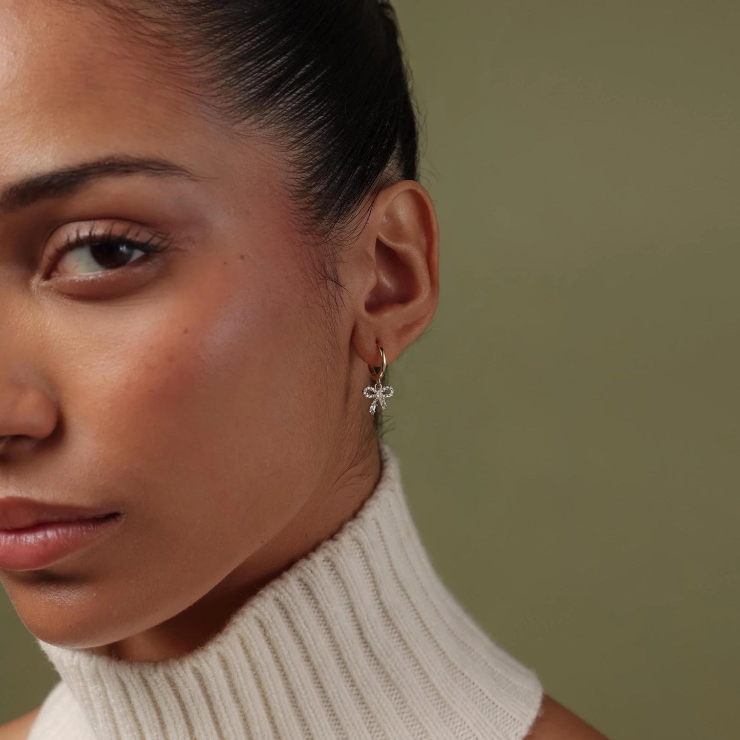 Diamond Dainty Bow Hoops