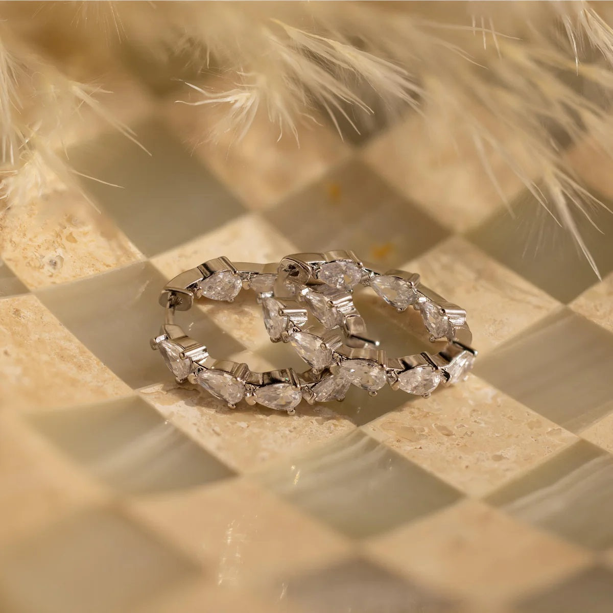 Double-Sided Pear Diamond Hoops