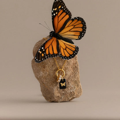 Midnight Onyx Butterfly Charm